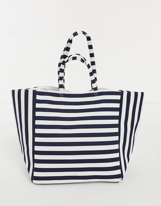 South Beach striped tote in navy and cream stripe | ASOS (Global)