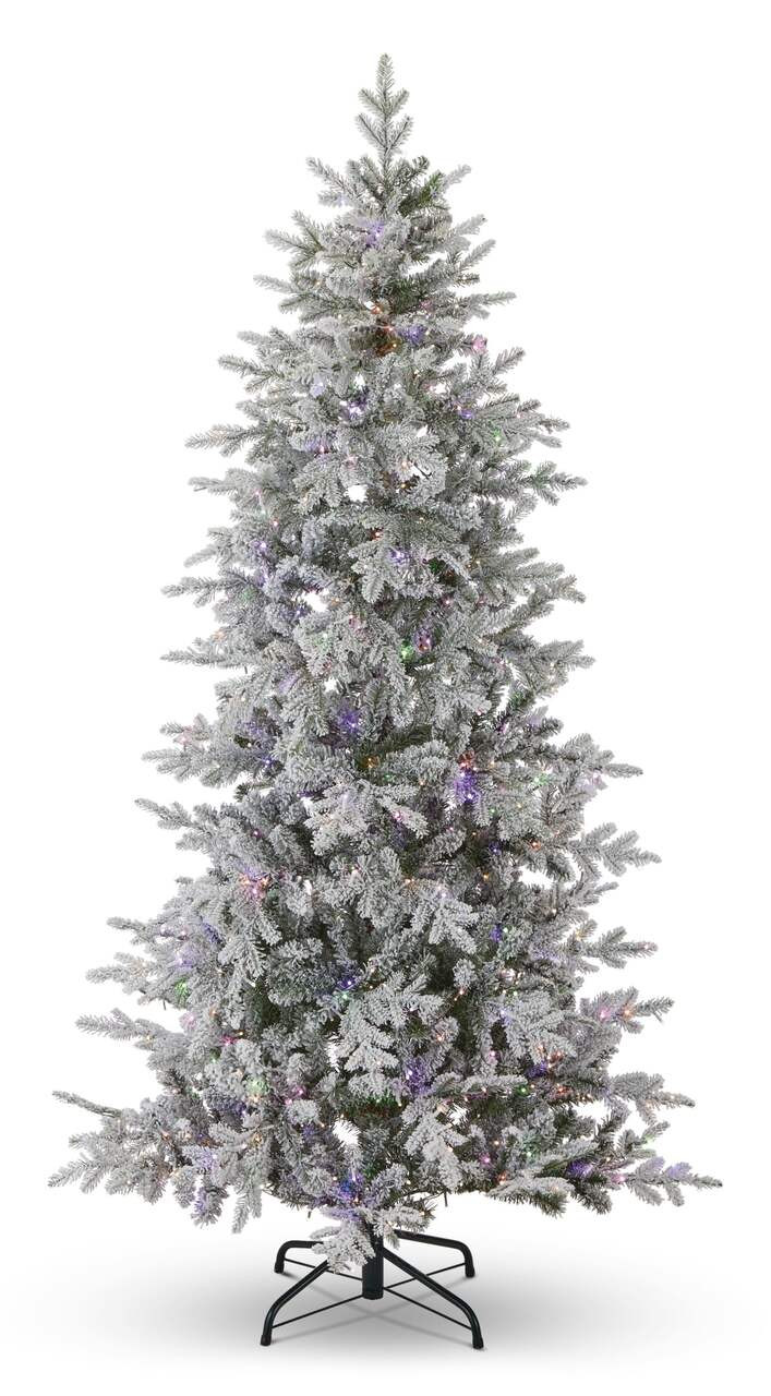NOMA Glisten Pre-Lit LED Flocked Christmas Tree, Colour-Changing Lights, 7 1/2-ft | Canadian Tire