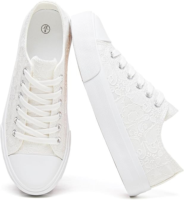 yageyan Womens White Tennis Shoes Low top Canvas Sneakers Women Fashion Shoes for Walking Casual ... | Amazon (US)