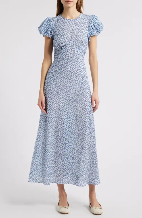 DÔEN Romina Floral Organic Cotton Maxi Dress in Cornflower Hillside Bloom at Nordstrom, Size Xx-Small | Nordstrom