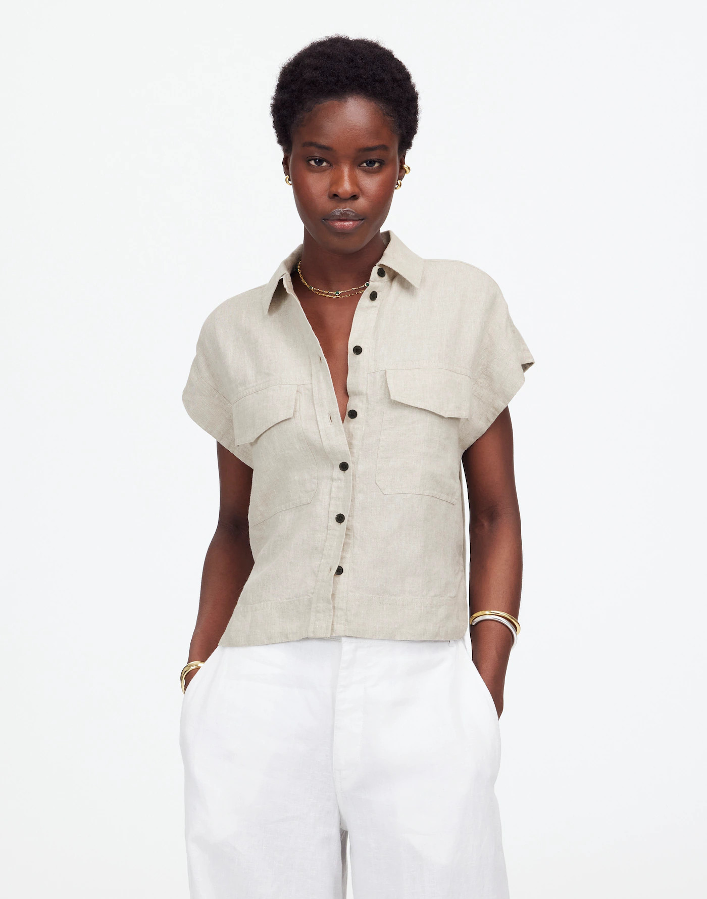 Boxy Cargo-Pocket Button-Up Shirt | Madewell | Madewell