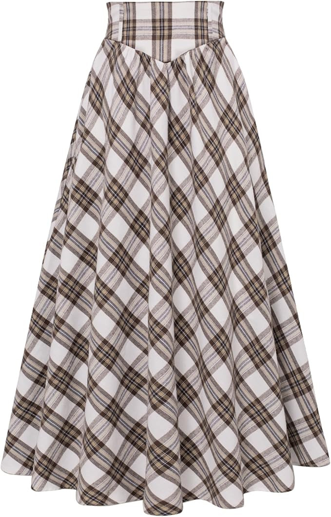 Scarlet Darkness Victorian Skirts for Women Plaid Maxi High Waist Long Skirt | Amazon (US)