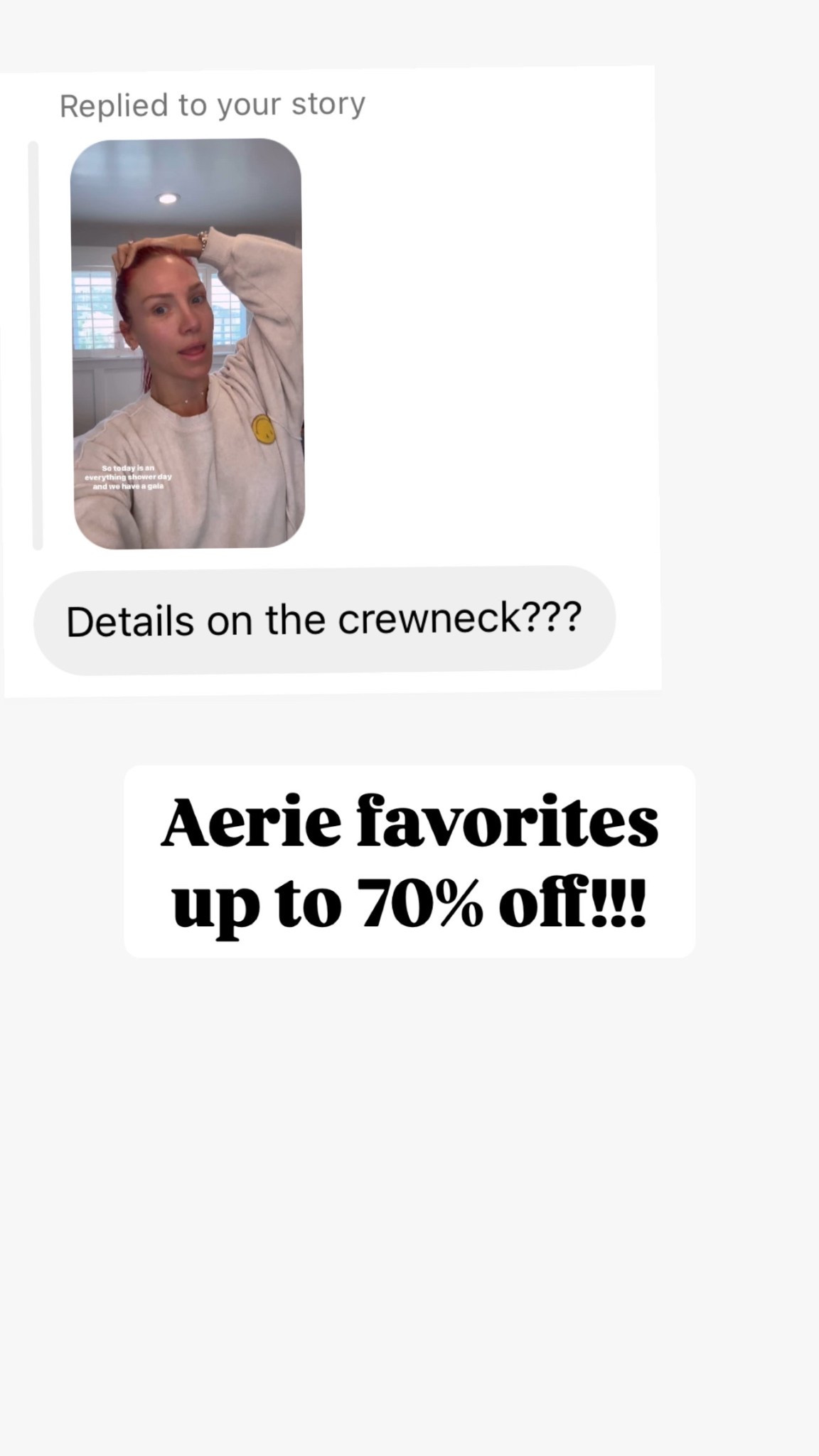Aerie favorites up to 70% off!! 

*my smiley crew is sold out but adding some other favorites!! 🫶

#LTKStyleTip #LTKSaleAlert #LTKFindsUnder50