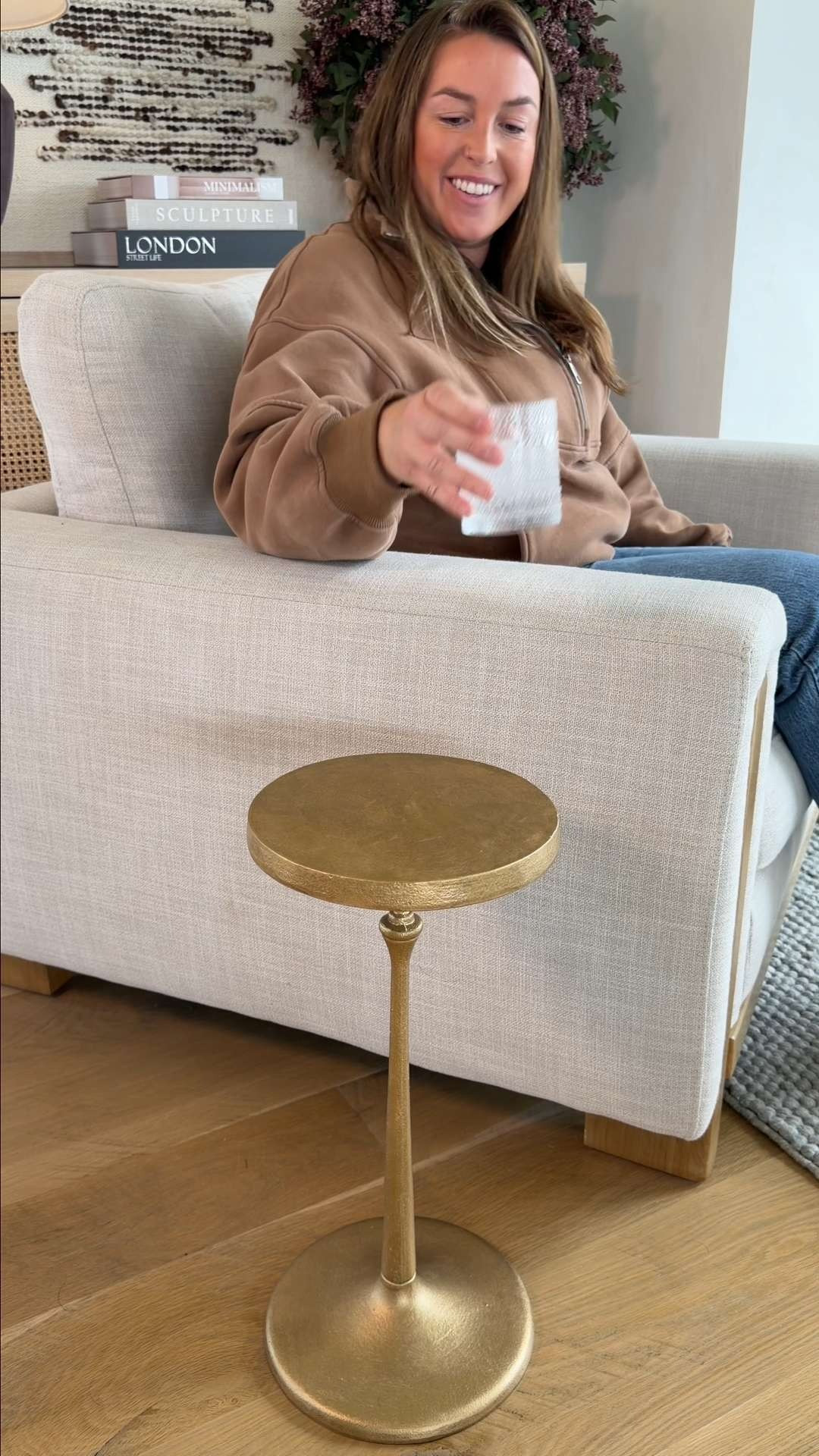 I bought this brass drink table for a tiny corner that felt like it was missing something, and now I use it constantly. It's perfect next to a chair, doesn't take up much space, and adds just enough warmth to make the room feel more layered.

The kind of piece that proves you don't need a lot of room to make a big impact. 

 #LTKmomlife #LTKvlog #LTKHome