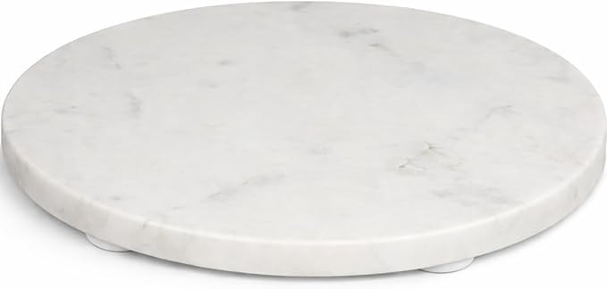 Multi-Purpose Round Shape Marble Cheese Tray | Cutting Board. Solid Large White With Non-Slip Fee... | Amazon (US)