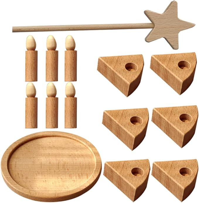 Birthday Party Cake Playset Wooden Pretend Play Cake Toys Fake Cake Model Play Food Set for Kids ... | Amazon (US)