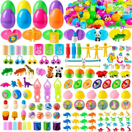 JOYIN 200 PCS Prefilled Easter Eggs with Assorted Toys for Easter Egg Hunt, Basket Stuffers Fillers, Party Favors, Classroom Prize Supplies | Amazon (US)