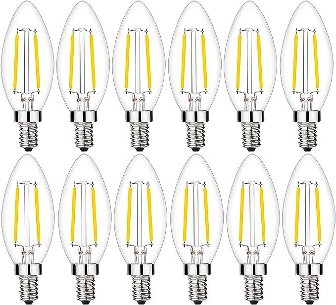 2W LED Candelabra Bulb 2700K Warm White 25W LED Light Bulbs Dimmable E12 Base LED Candle Bulbs, B... | Amazon (US)