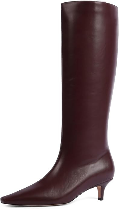 Modatope Knee High Boots for Women Square Toe Kitten Low Heel Tall Boots Faux Leather Fall Boots ... | Amazon (US)