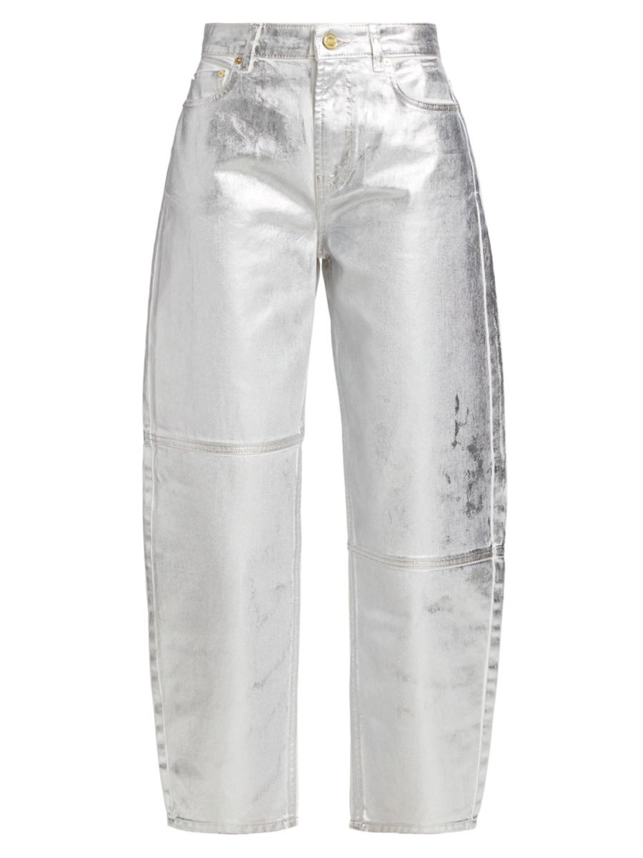 Wide-Leg Foiled Metallic Jeans | Saks Fifth Avenue