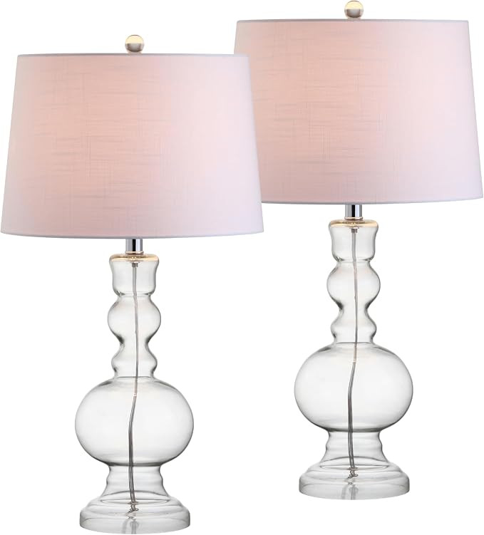 JONATHAN Y 28.5" Clear Glass Table Lamp Set of 2 for Living Room Bedroom Decor, Modern Bedside La... | Amazon (US)
