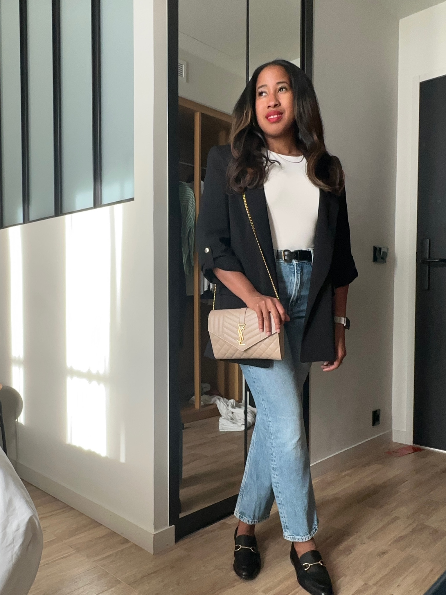 Blazer and shoes are Zara. Blazer is a S, shoes j went up a half size. Jeans are H&M size 6, shirt is express size S.

#LTKunder100 #LTKtravel #LTKworkwear