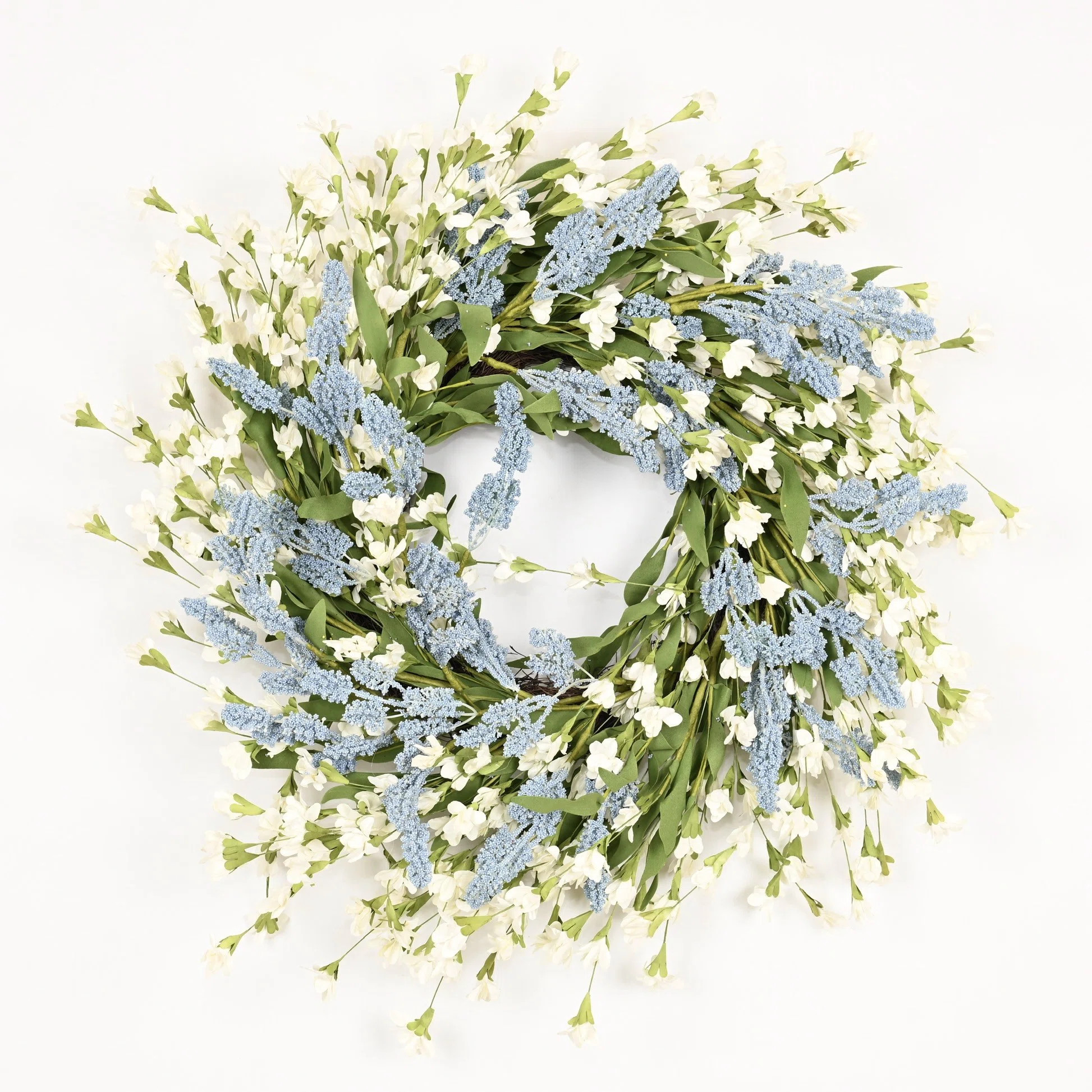 24" Artificial Farmhouse Spring Summer Blossom Cluster Greenery Foliage Berry Forsythia Front Doo... | Wayfair North America