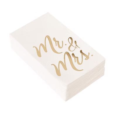 Juvale 50-Pack Mr and Mrs Gold Foil White Disposable Paper Napkins 4x8", Wedding Anniversary Part... | Target