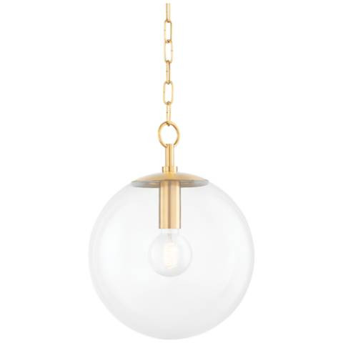 Mitzi Juliana 11.5" Wide Brass and Clear Glass Globe Pendant | Lamps Plus
