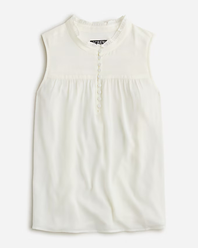 Sleeveless button-front ruffleneck popover | J. Crew US