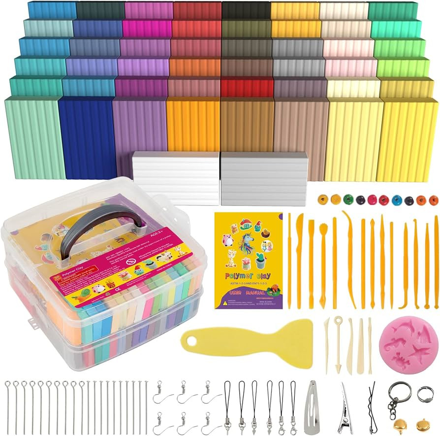Aestd-ST Polymer Clay 50 Colors, Oven Bake Modeling Clay for Kids | Amazon (UK)
