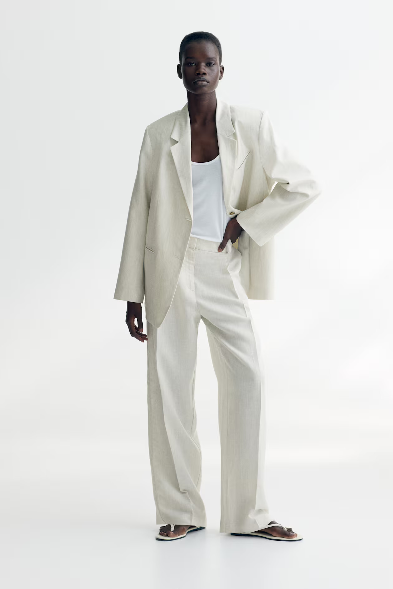 Pantalón amplio en mezcla de lino | H&M (FR, IT, ES, PT, BE)