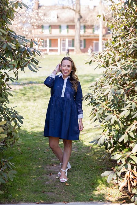 Starting Monday on a preppy one with this blue & white shirtdress 