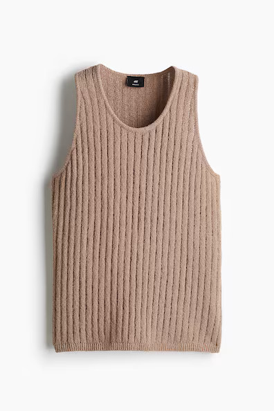 H & M - Regular Fit Rib-knit vest top - Beige | H&M (UK, MY, IN, SG, PH, TW, HK)