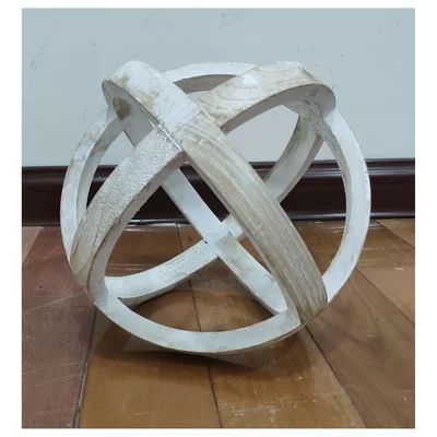 Cerna Wood Orb Sculpture Union Rustic Size: 6" H x 6" W x 6" D, Finish: White | Wayfair North America