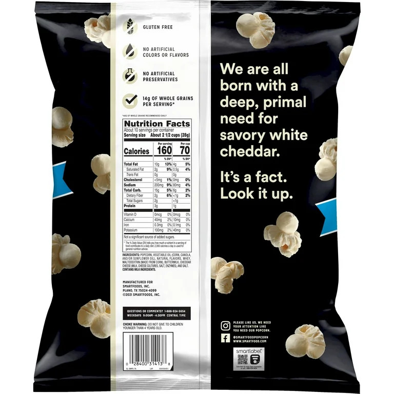 Smartfood Popcorn, White Cheddar, 9.75 oz | Walmart (US)