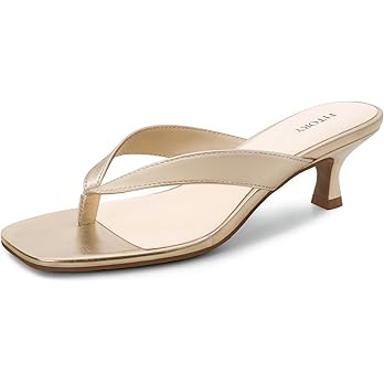 FITORY Women's Sexy Kitten Heel Flip Flops,Square Open Toe Low Heel Sandals, Slip on Comfortable ... | Amazon (US)