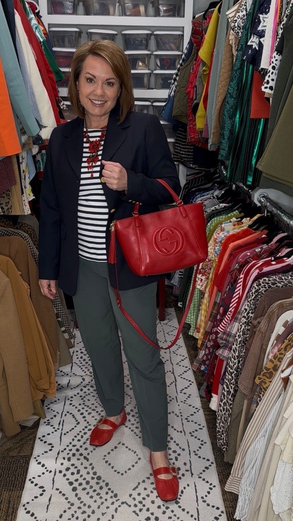 Classic with a Bold Twist ❤️🖤

Elevated everyday style with a pop of red! This look is one of my go-to formulas when I want to feel polished but still comfortable. A structured navy blazer instantly pulls everything together, while the striped top keeps it classic and timeless. I added olive trousers for a modern neutral base—and then finished it off with bold red accessories for that eye-catching statement ❤️

This is such an easy outfit to recreate with pieces you likely already have in your closet. Just add one standout color (like this red bag + shoes combo!) and you’ve got a chic, pulled-together look in seconds.

Perfect for work, meetings, errands, or even a casual dinner out!

Style Tip:
Don’t be afraid to mix classic patterns (like stripes) with bold color accents—it keeps your outfit looking fresh and intentional.

⸻


classic style, chic outfit, everyday style, over 40 fashion, over 50 style, timeless fashion, polished outfit, casual chic, workwear outfit, business casual style, navy blazer outfit, striped top outfit, olive pants outfit, neutral outfit ideas, how to style a blazer, closet staples outfit, elevated basics, simple outfit ideas, effortless style, classic wardrobe, capsule wardrobe style, outfit with red accessories, statement accessories, red handbag outfit, bold color styling, outfit inspiration women, mom style outfit, comfortable chic outfit, smart casual outfit, teacher outfit ideas, office outfit inspiration, everyday fashion ideas, wearable fashion, real life outfits, style over 40, style over 50, flattering outfit ideas, how to look put together, modern classic style, wardrobe essentials outfit, transitional outfit ideas


#LTKootd #LTKOver40 #LTKWorkwear