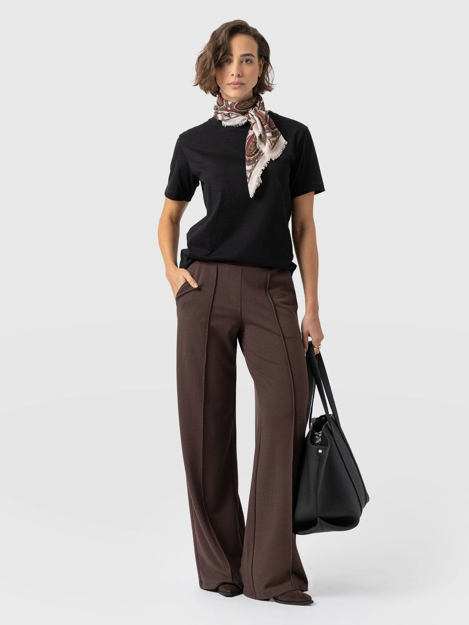 Keller Wide Leg Pant - Brown | Saint + Sofia