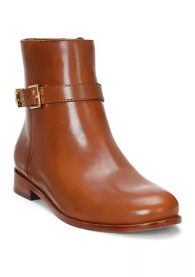 Lauren Ralph Lauren Women's Brooke Burnished Leather Booties, Tan, 9.5M | Belk