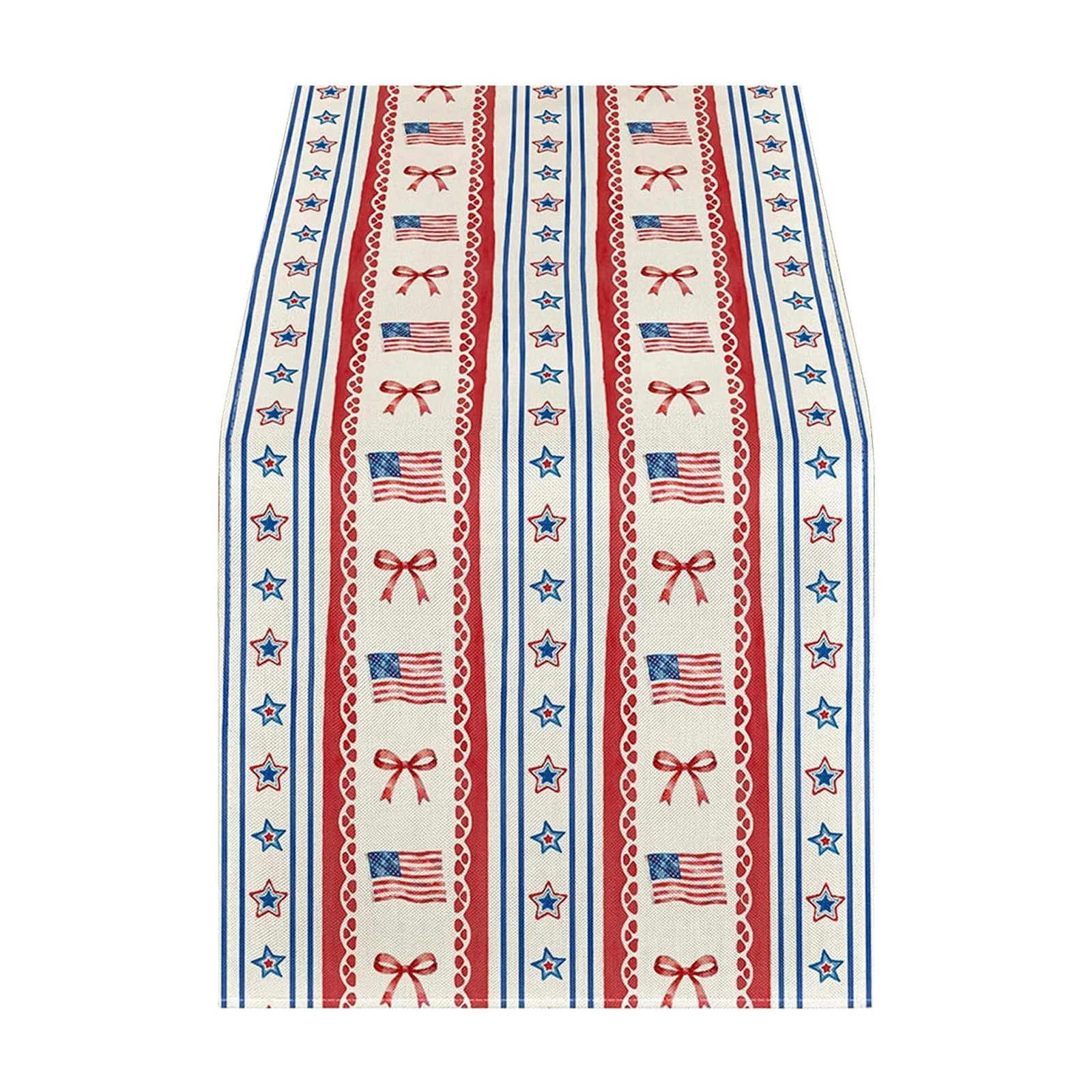 4th of July Patriotic Table Runner, 72x13 Inch Linen Red White Blue Decorative Table Linen for In... | Walmart (US)