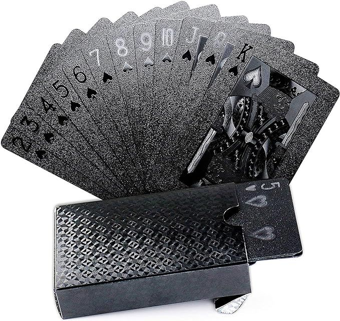 Joyoldelf Cool Black Gold Foil Poker Playing Cards, Waterproof Deck of Cards with Gift Box, Use f... | Amazon (US)