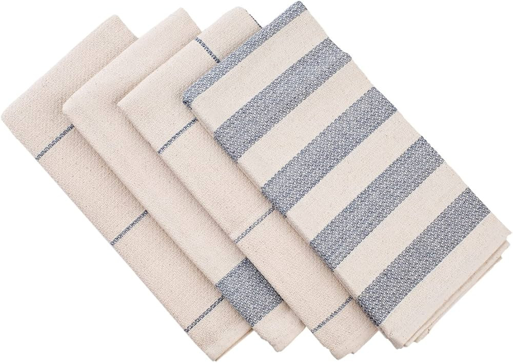 MEEMA Kitchen Towels and Dishcloths, Ecofriendly Upcycled Cotton Set of 4, Large 20 x 28 in Super... | Amazon (US)