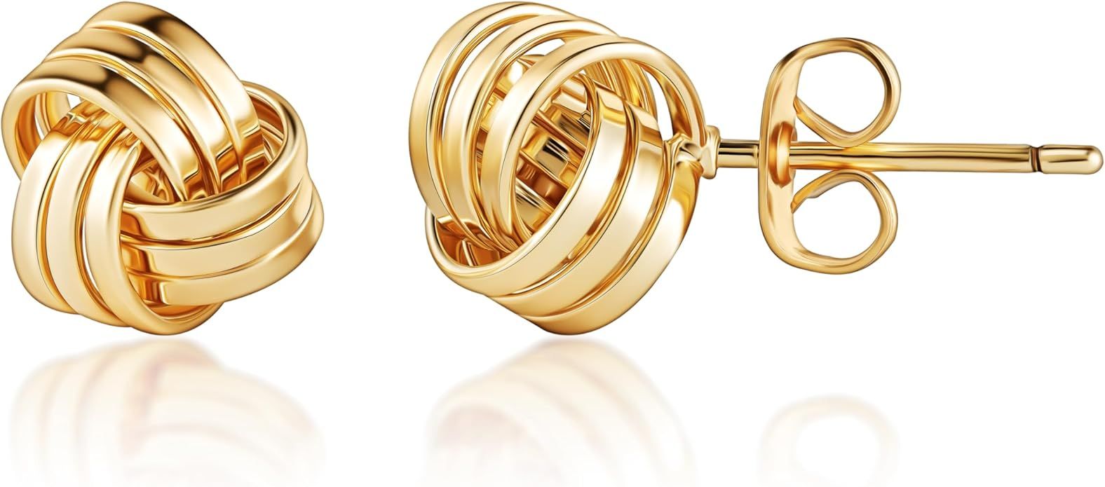 Barzel 18K Gold Plated Woven Love Knot Stud Earrings - Made In Brazil | Amazon (US)