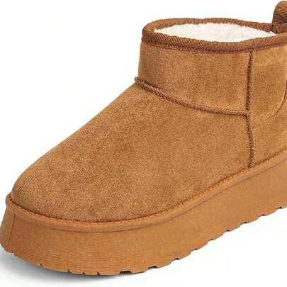 Plus Size Women Fluffy Thickened Mid-Calf Snow Boots With Thermal Lined, Non-Slip Warm Ankle High Booties For Winter 2024 Winter New Fashionable | SHEIN