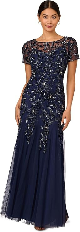 Adrianna Papell Bead Long Dress with Godets | Amazon (US)