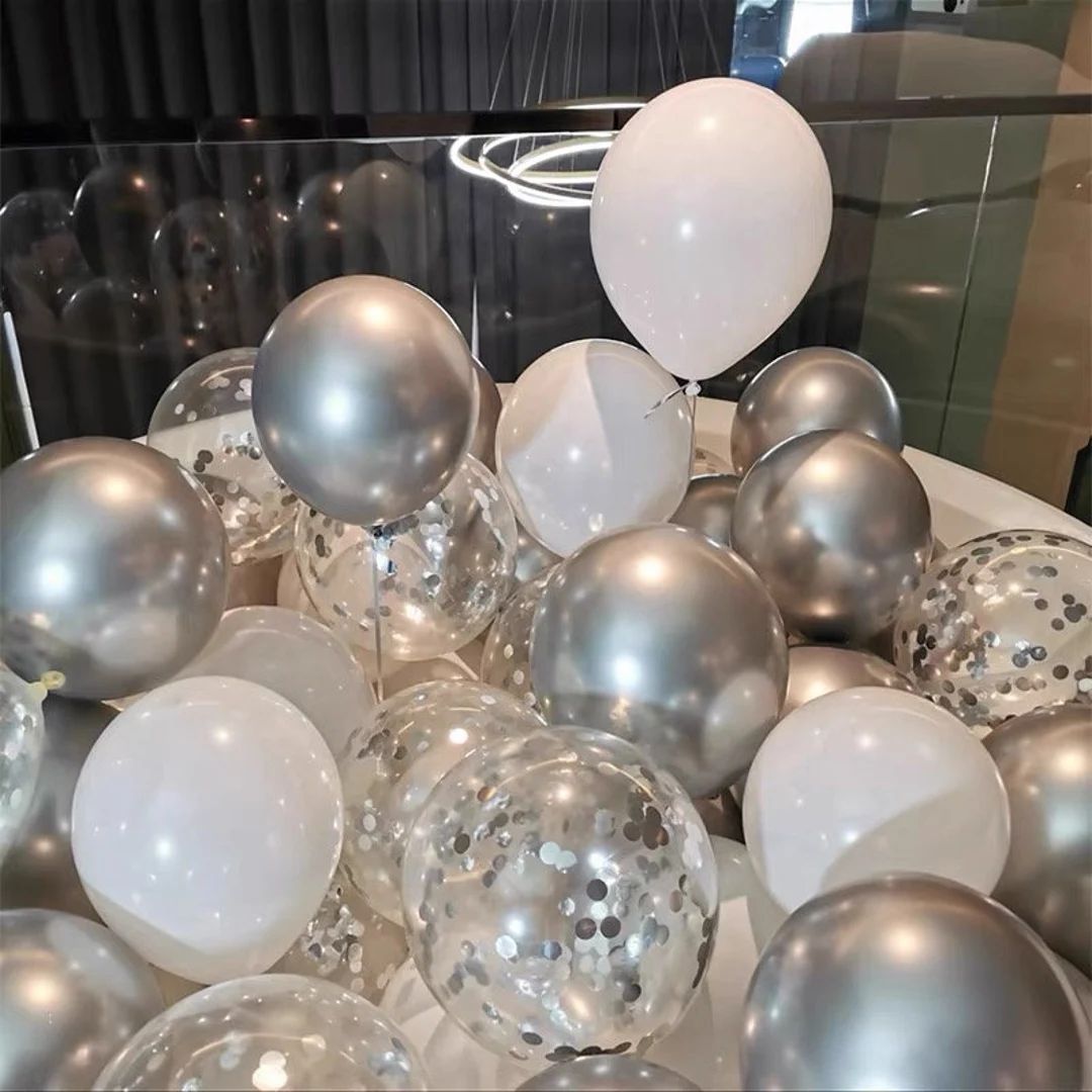 30 Pcs White Silver Balloons Set Birthday Party Balloons - Etsy | Etsy (US)