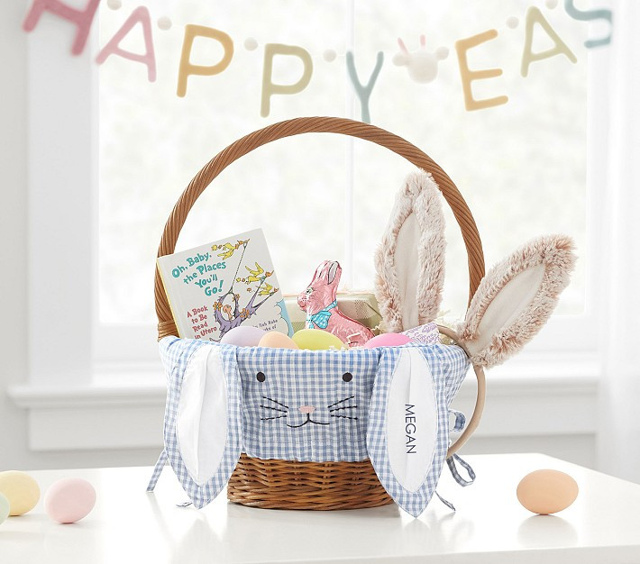 Gingham Bunny Face Easter Basket Liners | Pottery Barn Kids