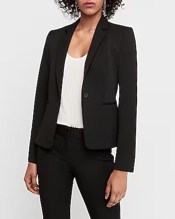 notch collar one button blazer | Express