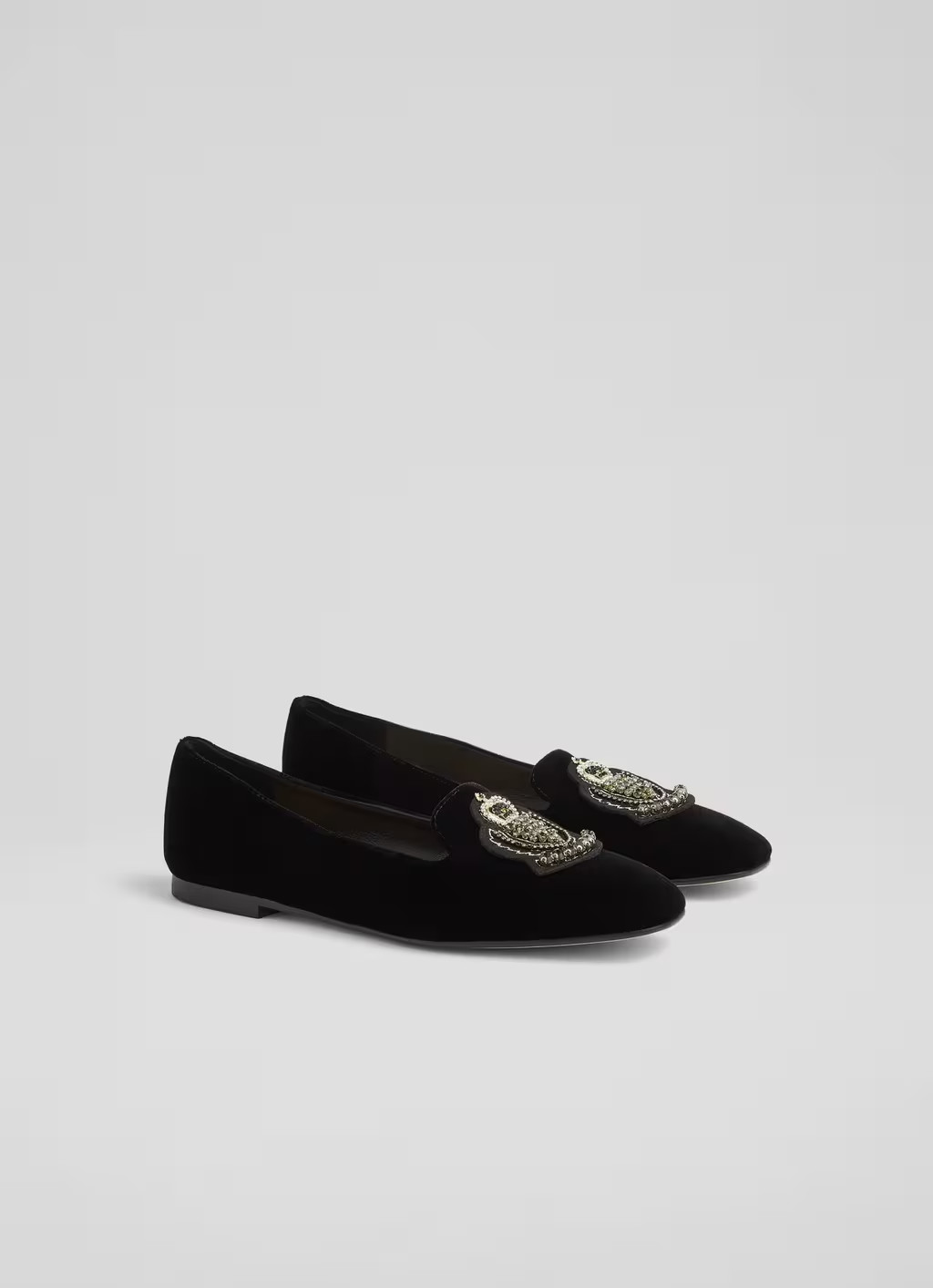Milano Black Velvet Embellished Slippers | L.K. Bennett (UK)