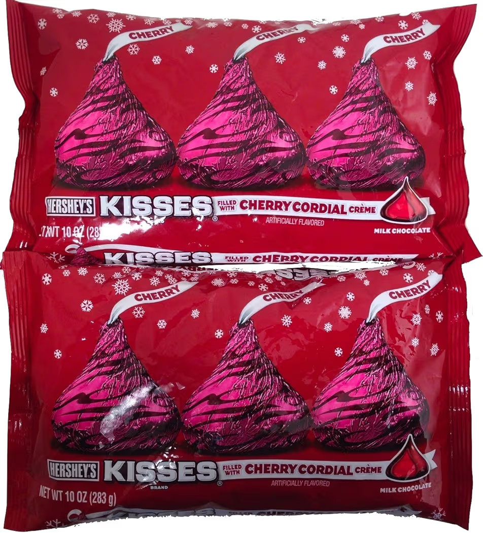 Holiday Hershey's Kisses Milk Chocolate with Cherry Cordial Crème, 10-Ounce Bag (Pack of 2) | Amazon (US)