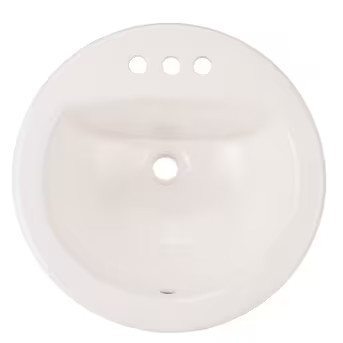 Project Source Vitreous China Drop-In Round White Bathroom Sink (19-in x 19-in) | Lowe's