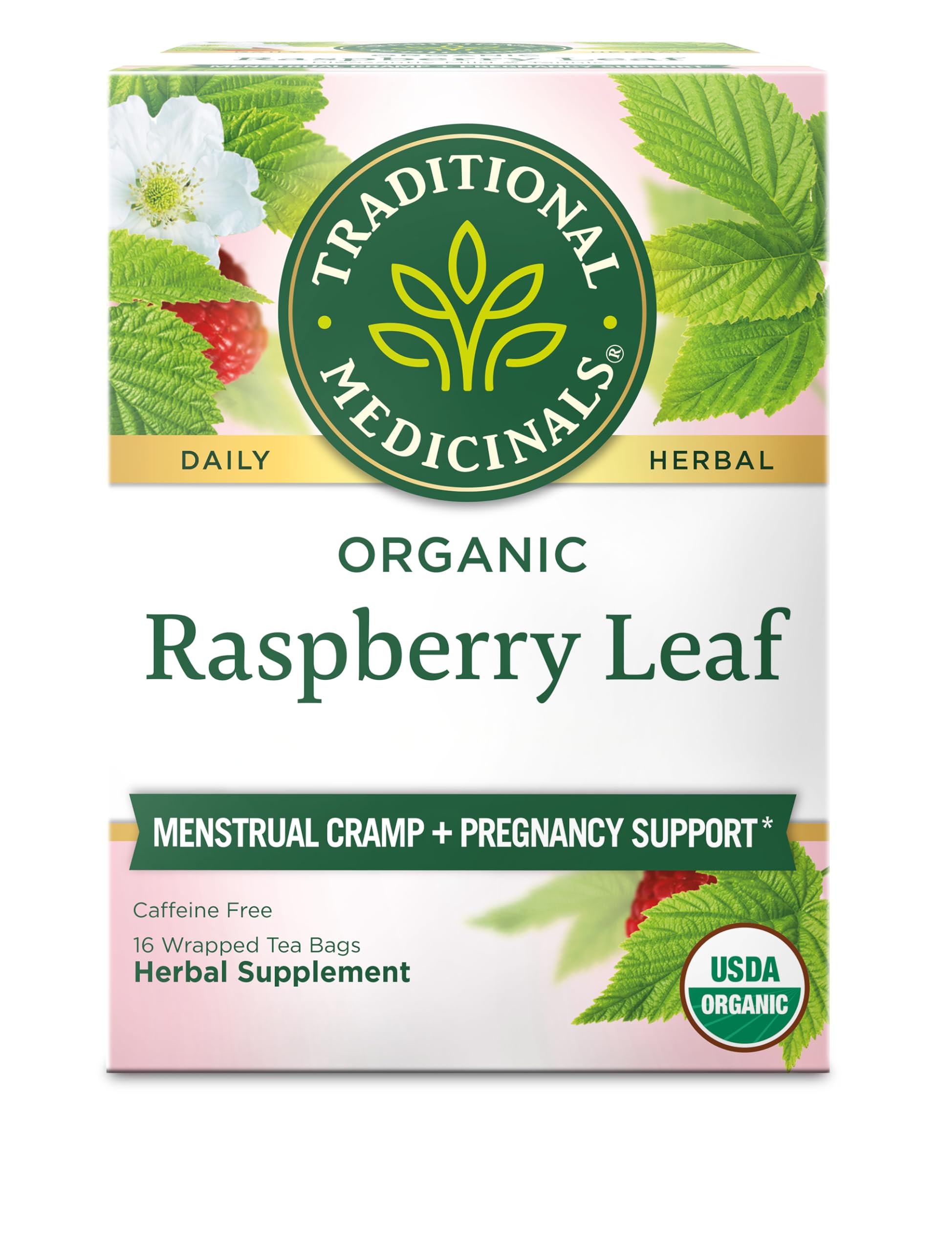 Amazon.com : Traditional Medicinals Organic Raspberry Leaf Herbal Tea, Eases Menstrual Cramps & Supports Healthy Pregnancy, (Pack of 1) - 16 Tea Bags : Grocery Tea Sampler : Everything Else | Amazon (US)