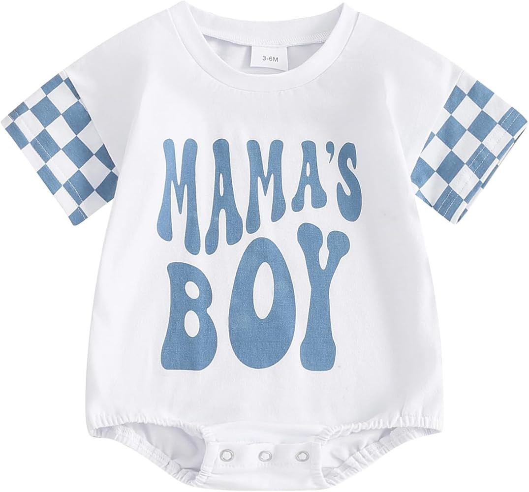 Newborn Infant Baby Boy Summer Outfit Mamas Boy Baby Clothes Boy Oversized Romper Shirts Short Sl... | Amazon (US)
