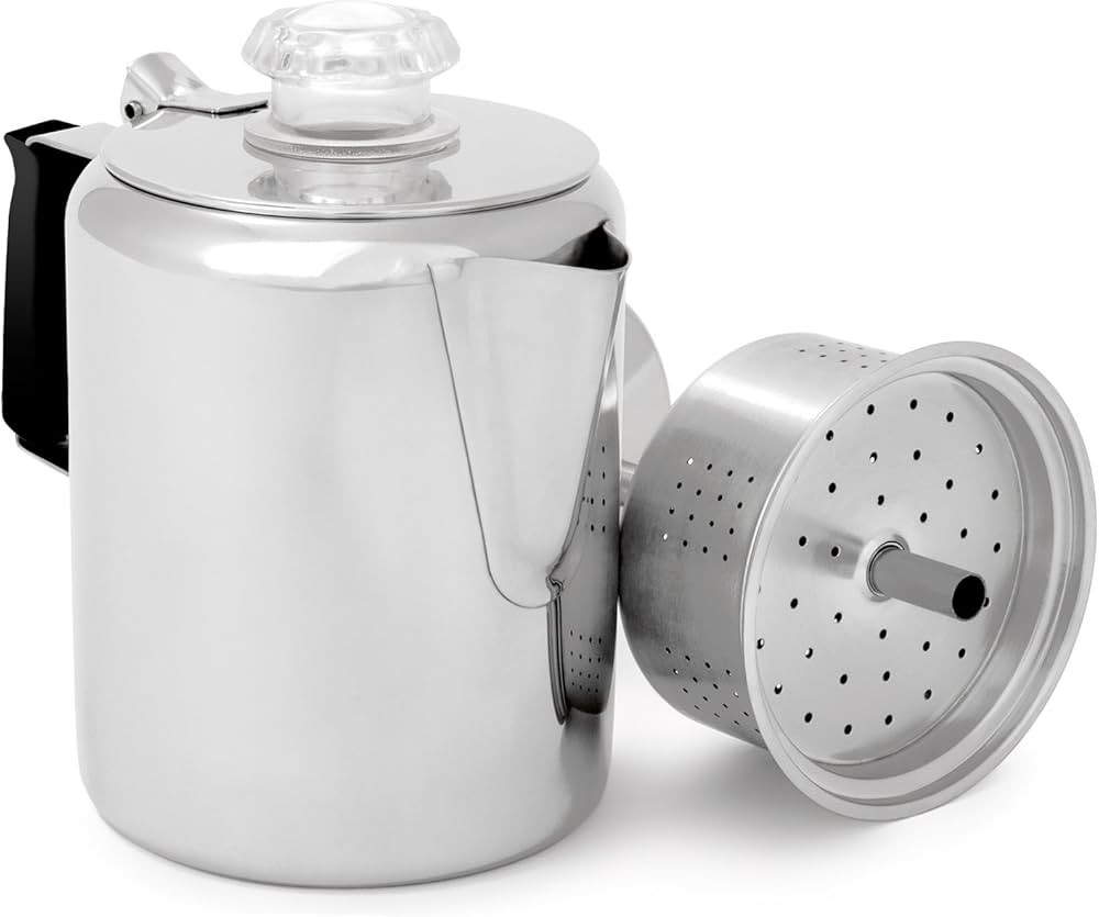 GSI Outdoors Percolator Coffee Pot I Glacier Stainless Steel with Silicone Handle for Camping, Ba... | Amazon (US)