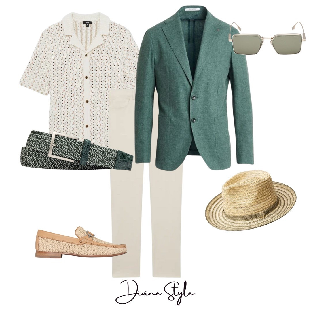Kentucky Derby style men’s outfit. Intermix neutrals with bolder color blazer and neutral fedora, belt and sunglasses. Love the rich, bold green color.

#LTKMens #LTKSeasonal #LTKShoeCrush