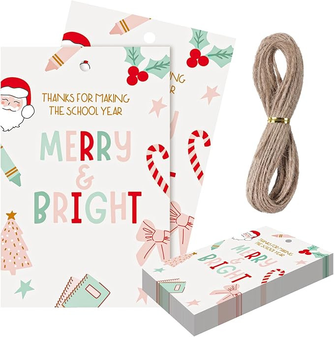 48 Pcs Christmas Gift Tags Teacher Appreciate Christmas Card with Rope Thanks for Making School M... | Amazon (US)