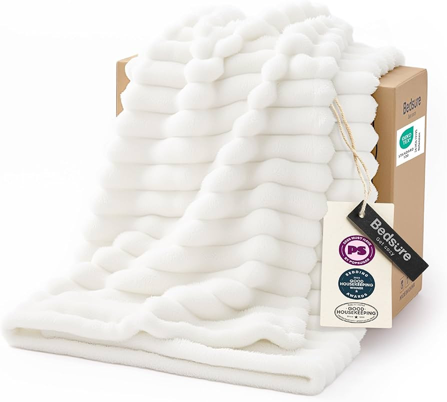 Bedsure GentleSoft White Throw Blanket for Couch - Soft Cozy Blankets for Women, Fleece Throws fo... | Amazon (US)