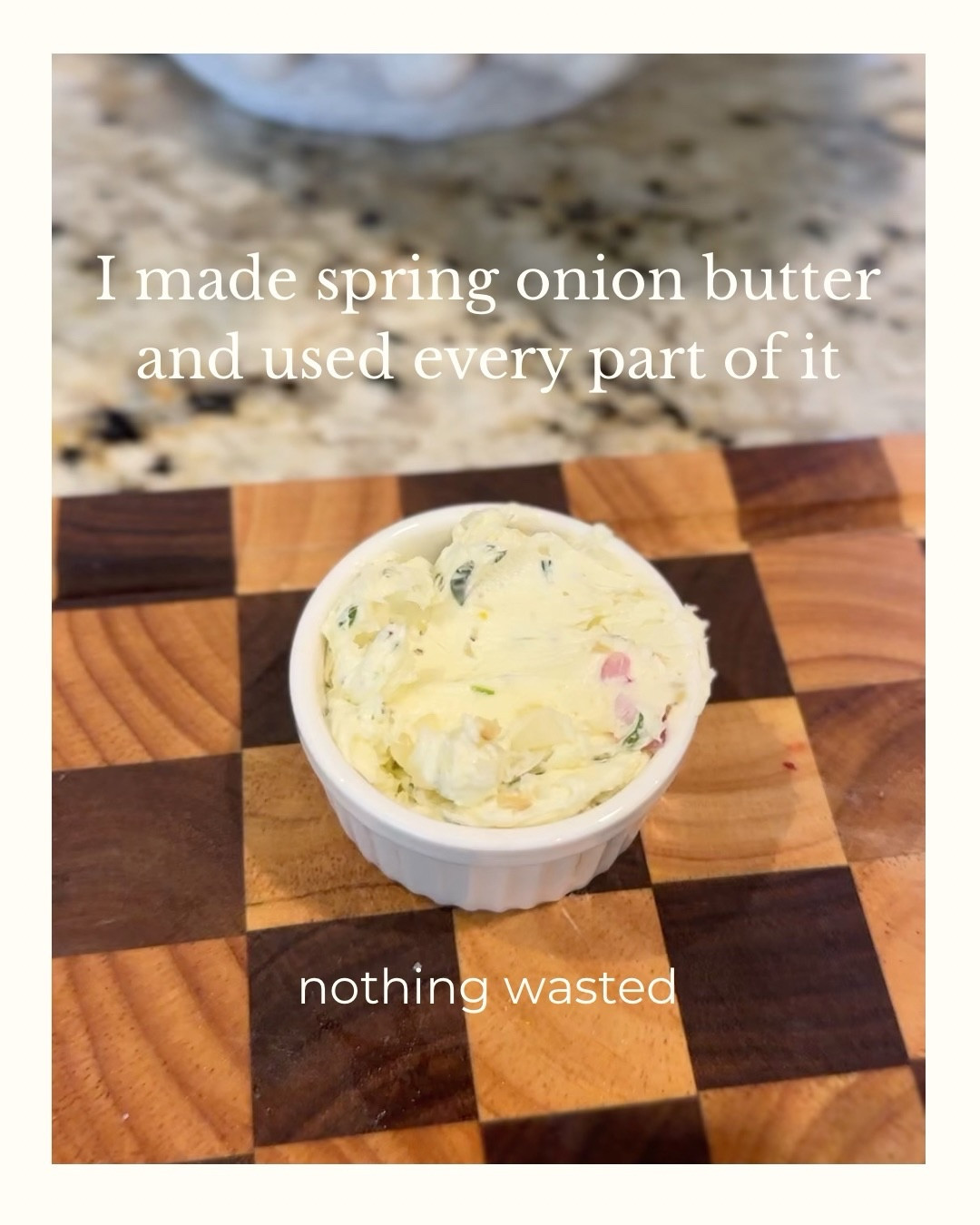 I made a quick spring onion butter and ended up using every part of what I had out

the lemon cleaned my cutting board
the rest went into my water
the butter went straight onto breakfast

nothing complicated
just using things as I go

and honestly… this is what’s been making everything feel easier lately

save this if you want to waste less without overthinking it  Comment BUTTER if you want the recipe.  Or LID if you want the yogurt crock lid.  The yogurt is my special treat that I can justify splurging on since I save the crock for later use :).