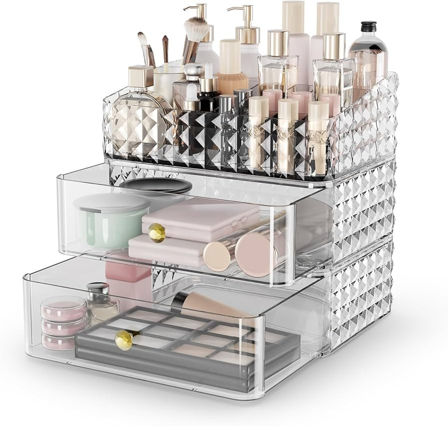 Rosoenvi Makeup Organizer for Vanity, Stackable Cosmetics Organizer and Storage, Cosmetic Display... | Amazon (US)